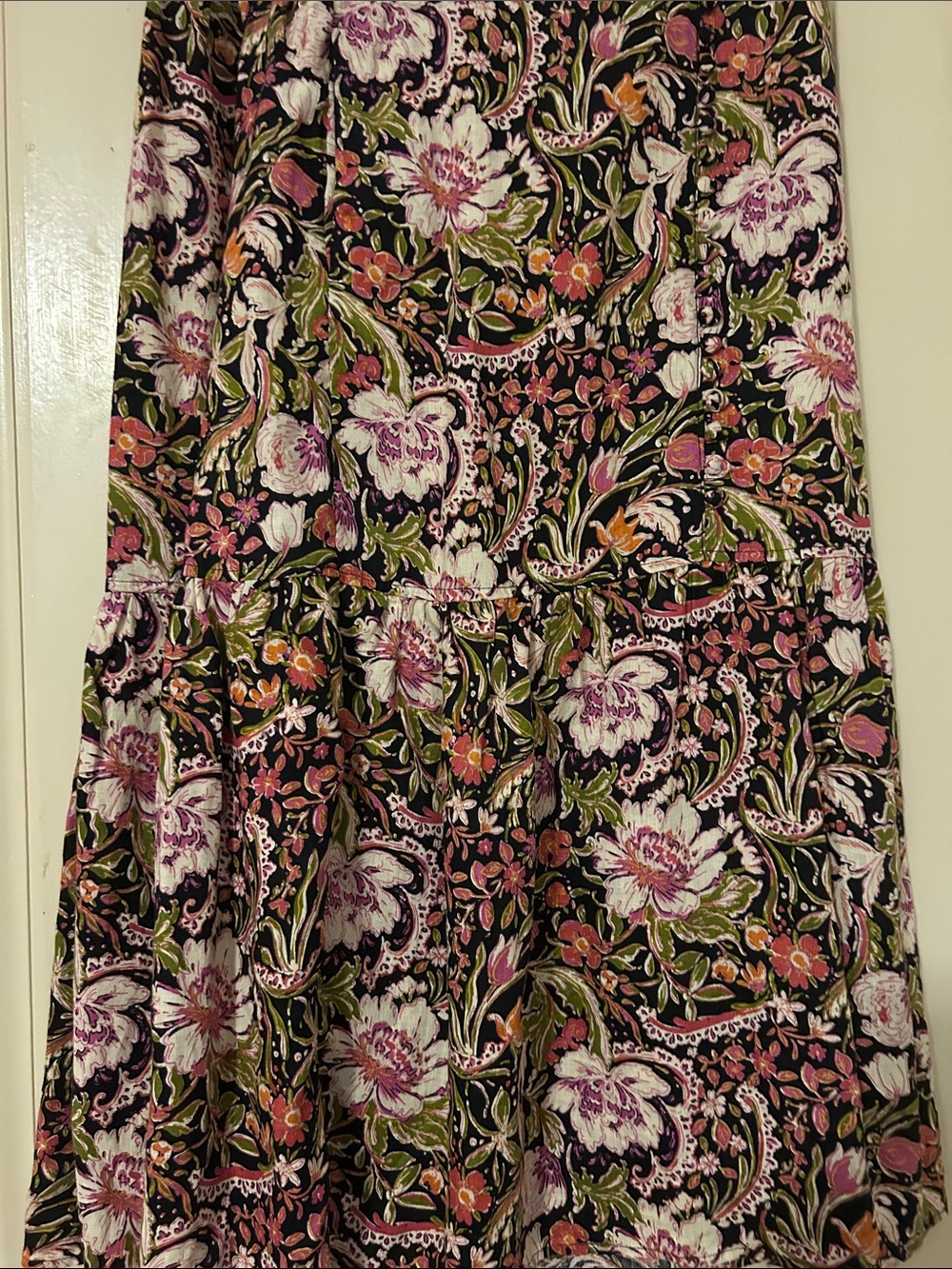 Joie Black Floral Maxi Skirt with Pink and Green Motif - Picture 5 of 5